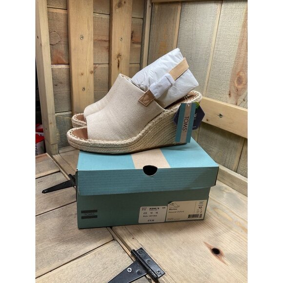 Toms Shoes - Toms Women's Monica Wedge Sandal Size 10 Tan Natural Espadrille Slingback